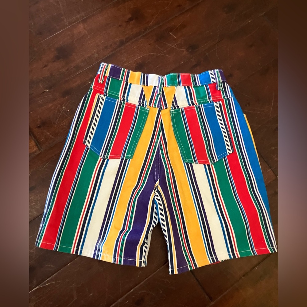 Vintage 1990s kids striped Action West denim shorts